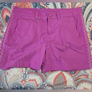 Size 10 Eddie Bauer Vibrant Purple Women's Shorts. Design On Sides.